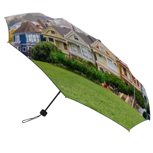 yanfind Umbrella Manual Tree Place Houses Victorian Residential Exterior Tilt District Cultures History Windproof waterproof anti-ultraviolet protection golf umbrella