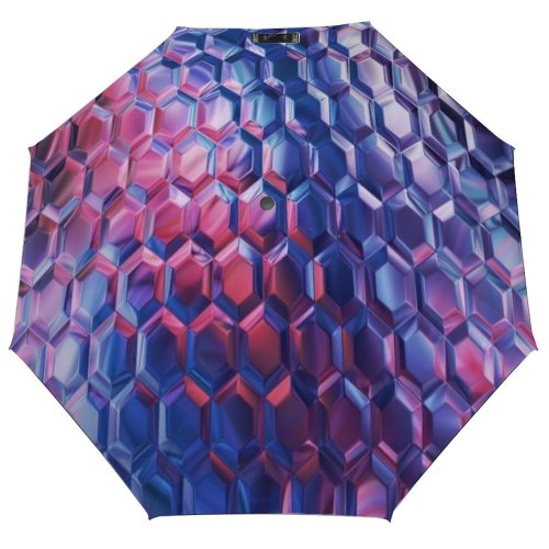 yanfind Umbrella Manual Space Glowing Strength Grid Futuristic Hologram Neon Metallurgy Hexagon Refraction Lighting Glamour Windproof waterproof anti-ultraviolet protection golf umbrella