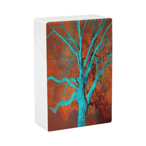 yanfind Cigarette Case Saturated Bizarre Tranquility Tree Beauty England Imagination Night Atmospheric Winter Mood Hard Plastic Crushproof Cigarette Case
