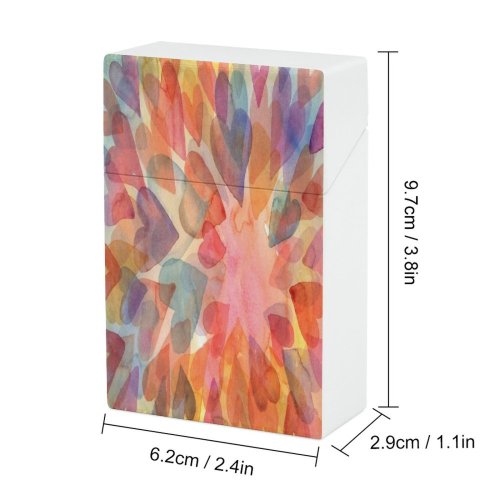 yanfind Cigarette Case Space Placard Valentine Transparent Heart Picture Valentine's Watercolor Paints Layered Creativity Hard Plastic Crushproof Cigarette Case