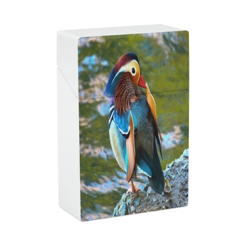 yanfind Cigarette Case Perching Drake Bird Wild Lakeshore Lake Duck Wildlife Mandarin Outdoors Hard Plastic Crushproof Cigarette Case