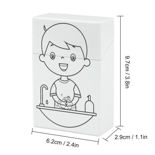 yanfind Cigarette Case Cheerful Happiness Lifestyles Toilet Cartoon Faucet Boys Clean Drop Washing Liquid USA Hard Plastic Crushproof Cigarette Case