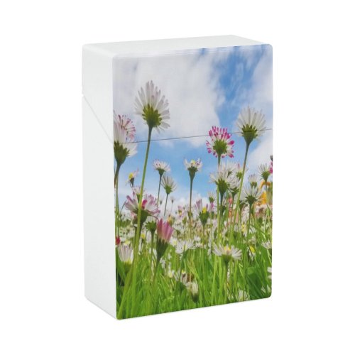 yanfind Cigarette Case Non Tranquility Growth Rural Living Beauty Scenics Springtime Agricultural Daisy Natural Hard Plastic Crushproof Cigarette Case