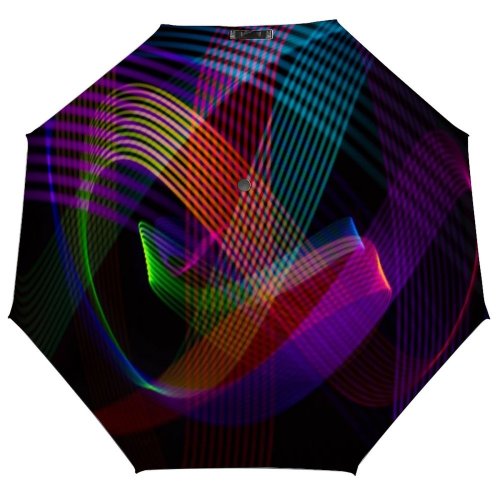 yanfind Umbrella Manual Glowing Effects Transparent Futuristic Flash Optical Dark Neon Zigzag Vitality Blurred Windproof waterproof anti-ultraviolet protection golf umbrella