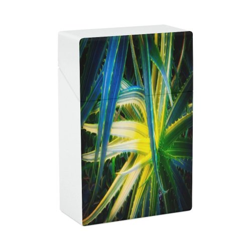yanfind Cigarette Case Space Glowing Twisted Growth Botany Leaf Beauty Awe Springtime Chaos Cactus California Hard Plastic Crushproof Cigarette Case