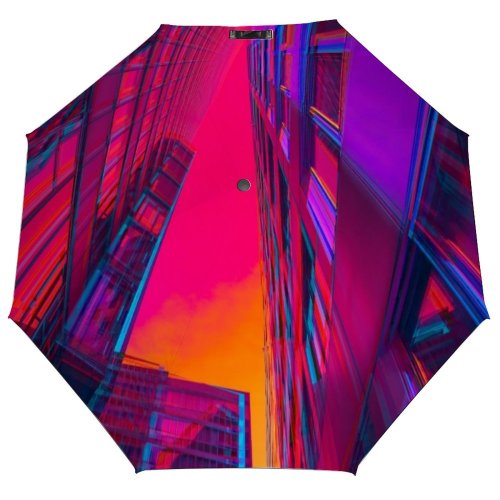 yanfind Umbrella Manual Sky Built Digital Reflection Downtown Surreal Window Futuristic Exterior Layered Outdoors Urban Windproof waterproof anti-ultraviolet protection golf umbrella