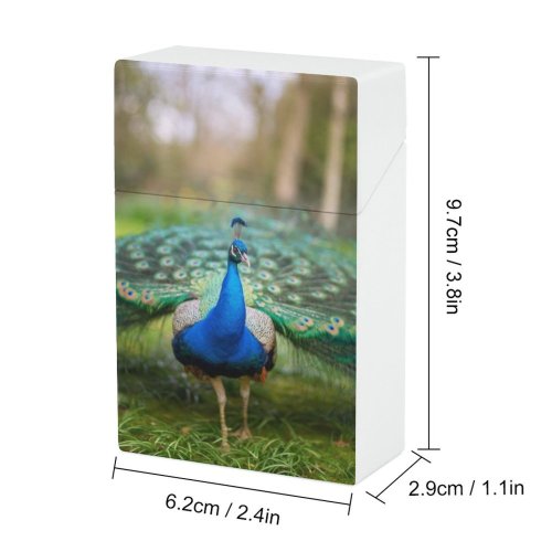 yanfind Cigarette Case Non Pride Turquoise Beauty Vitality Cockerel Tail Feather Bird Urban Vibrant Hard Plastic Crushproof Cigarette Case