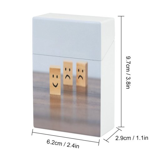 yanfind Cigarette Case Block Cheerful Frowning Facial Positive Advertisement Happiness Emotion Expression Peer Negative Crowd Hard Plastic Crushproof Cigarette Case