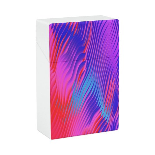 yanfind Cigarette Case Space Digital Smooth Futuristic Optical Neon Hologram Defocused Virtual Generated Illusion Hard Plastic Crushproof Cigarette Case