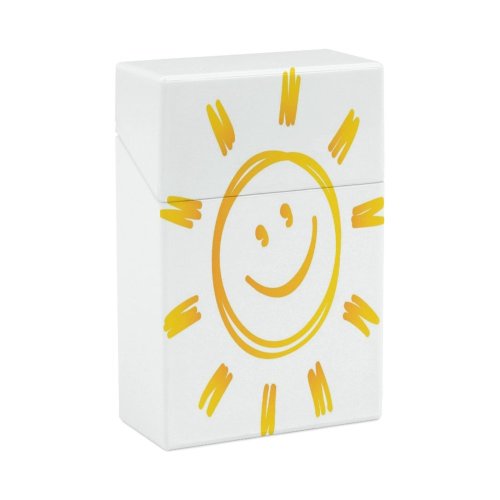 yanfind Cigarette Case Cheerful Gradient Happiness Decoration Cartoon Curve Sunlight Doodle Abstract Face Hard Plastic Crushproof Cigarette Case