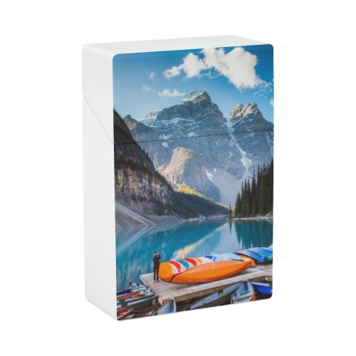 yanfind Cigarette Case Harbor Snowcapped Wonderlust Place Turquoise Beauty Contemplation Awe Canoeing Wilderness Scenics Hard Plastic Crushproof Cigarette Case