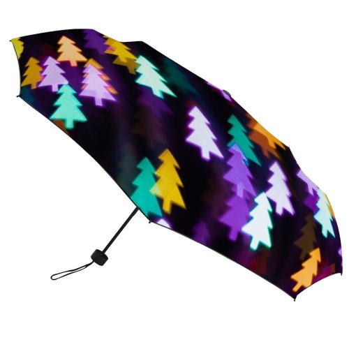yanfind Umbrella Manual Shiny Illuminated Pinaceae Scene Winter Conceptual Art Abundance Abstract Light Backdrop Pine Windproof waterproof anti-ultraviolet protection golf umbrella