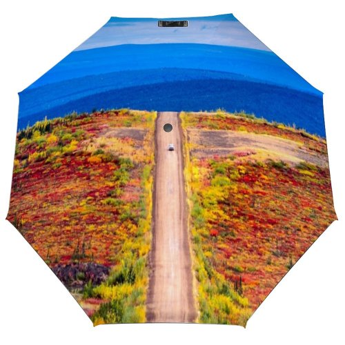 yanfind Umbrella Manual Lane Car Desert Tundra Beauty Journey Wilderness Scenics Highway Driving Arctic Windproof waterproof anti-ultraviolet protection golf umbrella