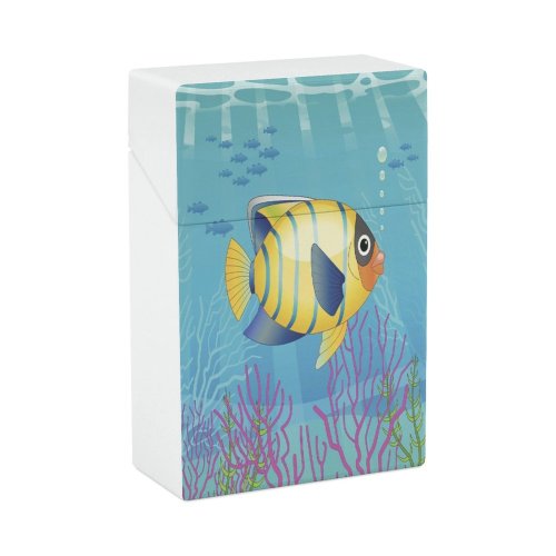 yanfind Cigarette Case Beach Non Urban Bottom Undersea Scene Sea Tropical Fish Art Hard Plastic Crushproof Cigarette Case