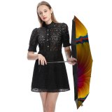 yanfind Umbrella Manual Shiny Twisted Fractal Digitally Oil Root Abstract Vitality Fibonacci Motion Styles Windproof waterproof anti-ultraviolet protection golf umbrella