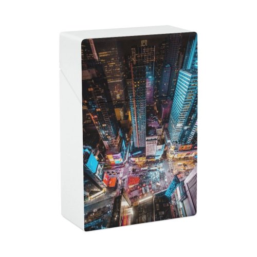 yanfind Cigarette Case Nightlife Neon Exterior Aerial Lighting York Night Urban Street Built Structure Hard Plastic Crushproof Cigarette Case