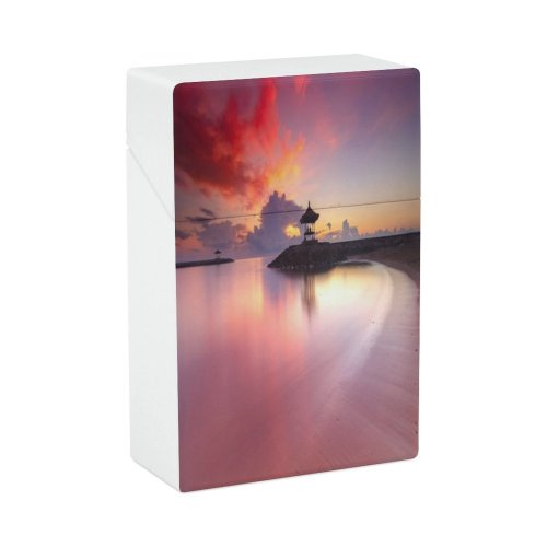 yanfind Cigarette Case Non Nautical Relaxation Island Bali Tranquility Moody Idyllic Dramatic Water's Beauty Hard Plastic Crushproof Cigarette Case