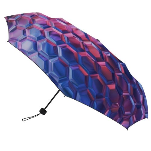 yanfind Umbrella Manual Space Glowing Strength Grid Futuristic Hologram Neon Metallurgy Hexagon Refraction Lighting Glamour Windproof waterproof anti-ultraviolet protection golf umbrella