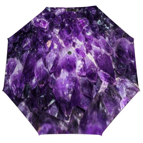 yanfind Umbrella Manual Stone Expense Gem Transparent Precious Beauty Mineral Semi Geode Glamour Spain Purple Windproof waterproof anti-ultraviolet protection golf umbrella