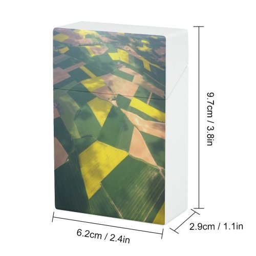 yanfind Cigarette Case Non Agriculture Rural High Ile Agricultural Aerial Urban Europe Field France Patchwork Hard Plastic Crushproof Cigarette Case