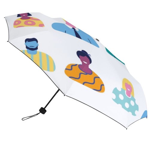 yanfind Umbrella Manual Doodle Social Resources Issues Casual Face Businesswoman Funky Ethnic Smiling Hipster Windproof waterproof anti-ultraviolet protection golf umbrella