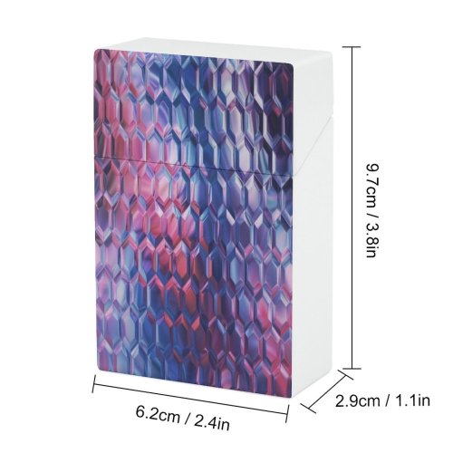 yanfind Cigarette Case Space Glowing Strength Grid Futuristic Hologram Neon Metallurgy Hexagon Refraction Lighting Glamour Hard Plastic Crushproof Cigarette Case