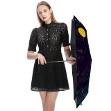 yanfind Umbrella Manual Zagreb Illuminated Social Headlights Caught Outdoors Chandelier Silhouette Nightlife Party Lighting Dark Windproof waterproof anti-ultraviolet protection golf umbrella
