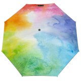 yanfind Umbrella Manual Rainbow Art Abstract Watercolor Blob Craft Brightly Design Vibrant Windproof waterproof anti-ultraviolet protection golf umbrella