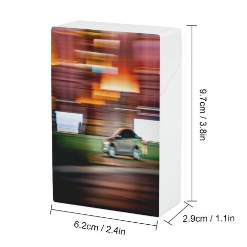 yanfind Cigarette Case Blurred Highway Transportation Urban Vehicle Illuminated Landscape Transport Motor Side Mode Sports Hard Plastic Crushproof Cigarette Case