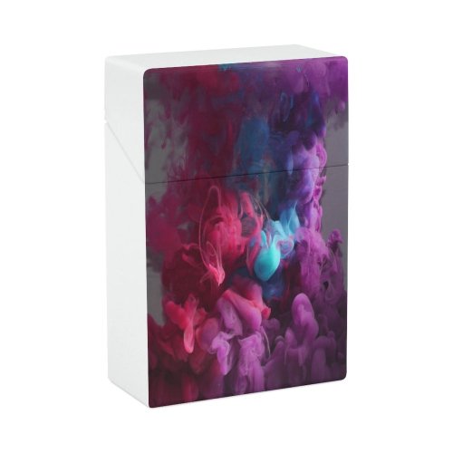 yanfind Cigarette Case Studio Turquoise Liquid Flowing Purple Underwater Shot Dissolving Still Drop Abstract Hard Plastic Crushproof Cigarette Case