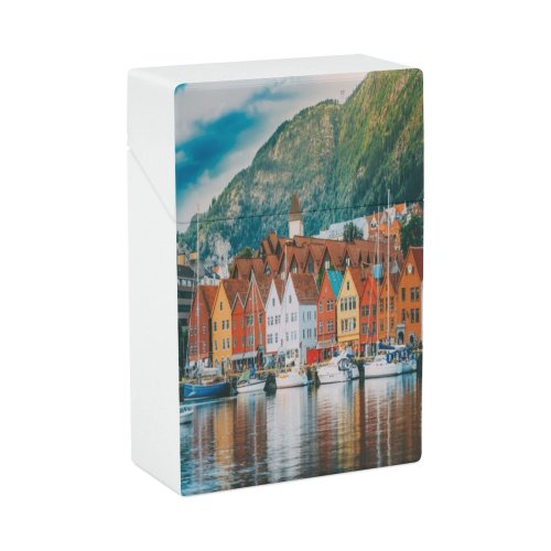 yanfind Cigarette Case Nautical Place Fjord Residential River Sailboat Bergen Exterior District Sea Transportation Famous Hard Plastic Crushproof Cigarette Case