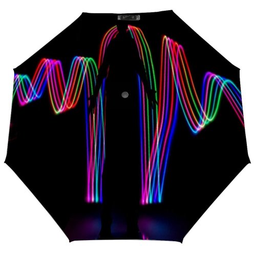 yanfind Umbrella Manual Flowing Silhouette Wave Lifestyles Light Laser Electricity Trail Motion Curve Windproof waterproof anti-ultraviolet protection golf umbrella