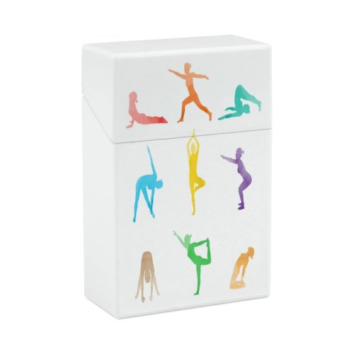 yanfind Cigarette Case Relaxation Happiness Yoga Turquoise Pilates Concentration Aerobics Vitality Gymnastics Stretching Position Watercolor Hard Plastic Crushproof Cigarette Case