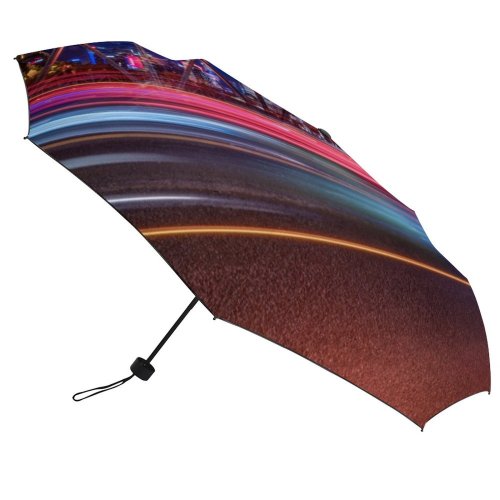 yanfind Umbrella Manual Bund Car Glowing Iron Blurred Lighting Transportation Traffic Urban East Road Abstract Windproof waterproof anti-ultraviolet protection golf umbrella