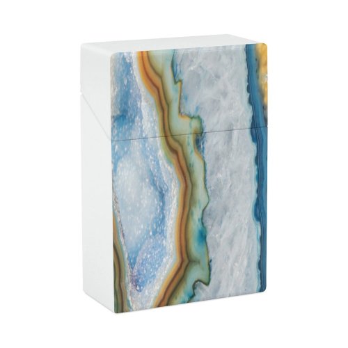 yanfind Cigarette Case Relaxation Tranquility Amber Emotion Studio Turquoise Mineral Concentration Vitality Consoling Geode Natural Hard Plastic Crushproof Cigarette Case