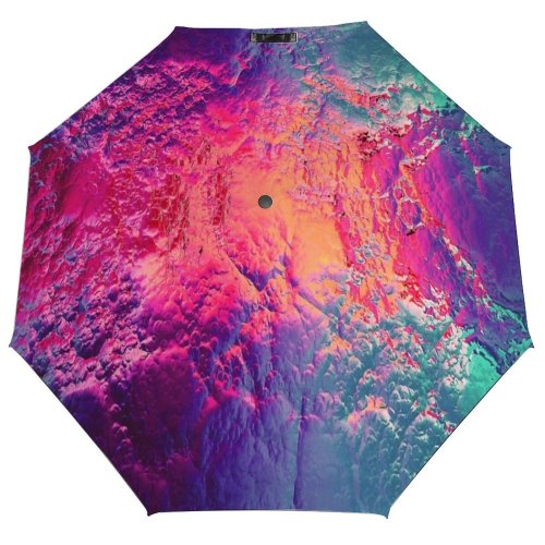 yanfind Umbrella Manual Turquoise Liquid Bubble Surreal Spraying Marble Art Abstract Rock Watercolor Blob Windproof waterproof anti-ultraviolet protection golf umbrella