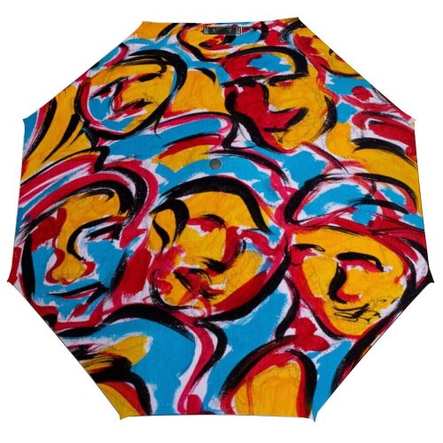 yanfind Umbrella Manual Sadness Happiness Depression Splattered Anxiety Face Expression Creativity Confusion Comedy Mental Vibrant Windproof waterproof anti-ultraviolet protection golf umbrella