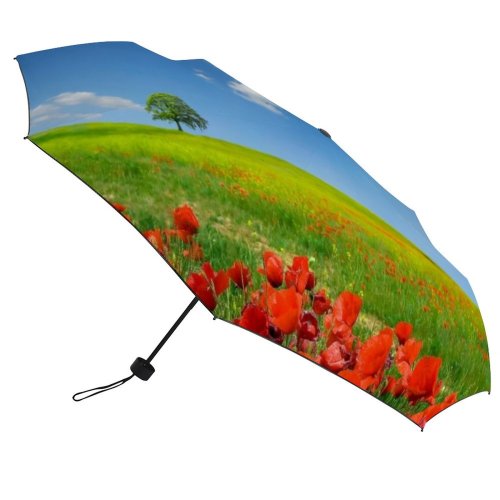 yanfind Umbrella Manual Remembrance Agriculture Peace Denmark Tree Idyllic Rural Beauty Symbols Perennial Poppy Windproof waterproof anti-ultraviolet protection golf umbrella