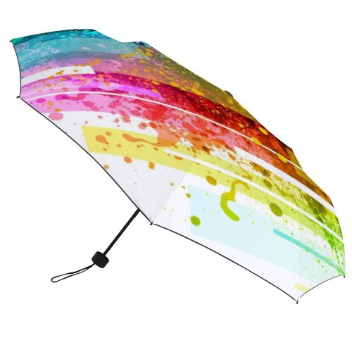 yanfind Umbrella Manual Splattered Droplet Street Spraying Rainbow Digitally Art Flag Abstract Grunge Watercolor Windproof waterproof anti-ultraviolet protection golf umbrella