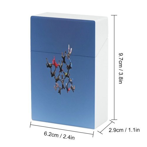 yanfind Cigarette Case Space Exhilaration Audio Team Perfection Courage Jumping Brazil Parachuting Friendship Aerial Challenge Hard Plastic Crushproof Cigarette Case