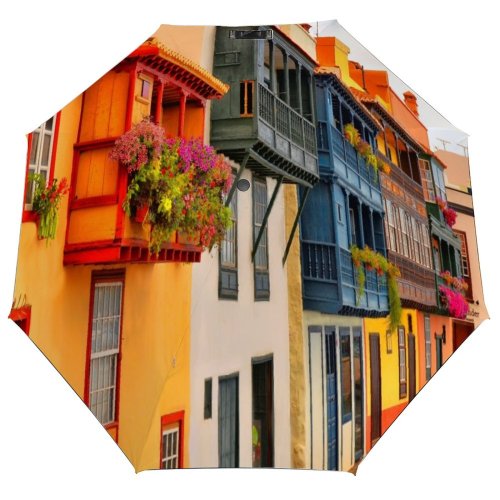 yanfind Umbrella Manual Santa Built Street Facade Window Exterior De Outdoors Islands Palma Building Architecture Windproof waterproof anti-ultraviolet protection golf umbrella