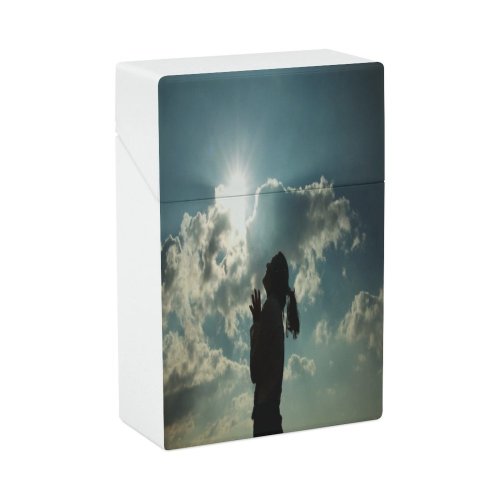 yanfind Cigarette Case Cheerful Fun Happiness Beach Lifestyles Young Recreational Silhouette Quarter Freedom Meditating Hard Plastic Crushproof Cigarette Case