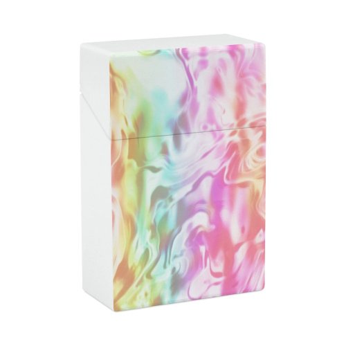 yanfind Cigarette Case Blurred Gradient Decoration Acid Flowing Rippled Glittering Smooth Curve Rainbow Liquid Hard Plastic Crushproof Cigarette Case