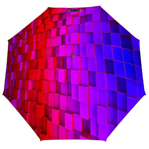 yanfind Umbrella Manual Natural Purple Cube Craft Wall Art Building Light Abstract Feature Design Windproof waterproof anti-ultraviolet protection golf umbrella