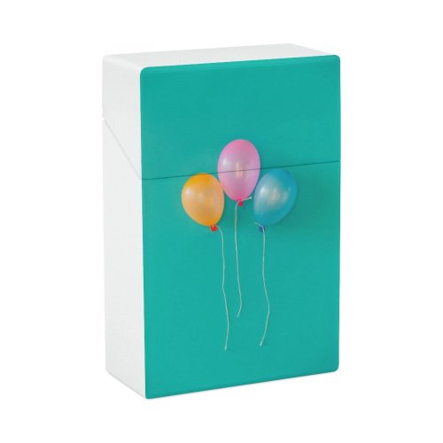 yanfind Cigarette Case Space Joy Happiness Turquoise Cheerful String Memories Imagination Balloon Simplicity Childhood Hard Plastic Crushproof Cigarette Case
