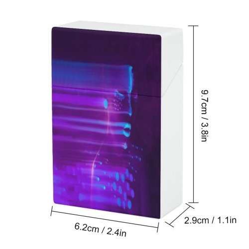yanfind Cigarette Case Space Glowing Z Digital Ultraviolet Futuristic Caucasian Beauty Neon Innocence Face Hard Plastic Crushproof Cigarette Case