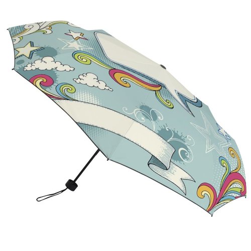 yanfind Umbrella Manual Doodle Space Swallow Blank Attitude Cool Rainbow Splattered Award Funky Bird Windproof waterproof anti-ultraviolet protection golf umbrella