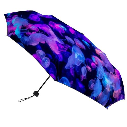 yanfind Umbrella Manual Glowing Undersea Beauty Dark Jellyfish Sea Natural Purple Underwater Biology Igniting Light Windproof waterproof anti-ultraviolet protection golf umbrella