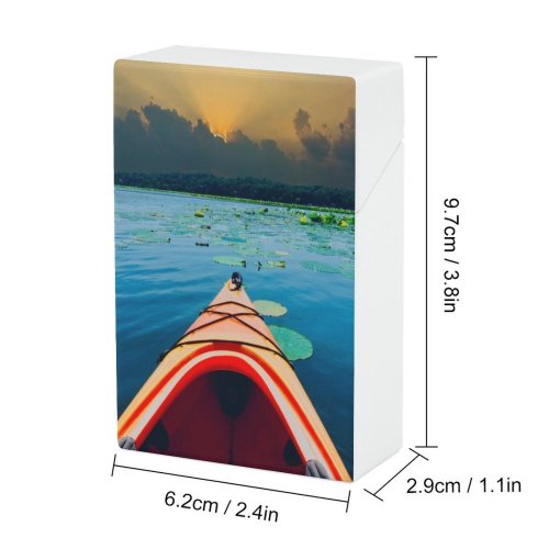 yanfind Cigarette Case Saturated Pursuit Leisure Beauty Kayak Posterized Recreational Sport Wisconsin Lake Vibrant Hard Plastic Crushproof Cigarette Case