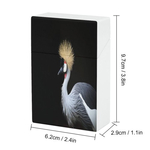 yanfind Cigarette Case Space Crowned Beauty Dark Night Bird Side Portrait Vibrant Wildlife Grey Hard Plastic Crushproof Cigarette Case